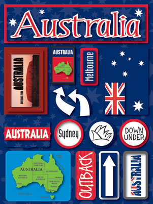 Australia - Jet Setters 3D Scrapbooking Stickers