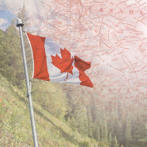 Canada Map and Flag - 12x12 Scrapbooking Paper