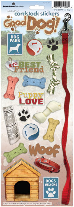 Dogs scrapbooking paper, scrapbook stickers and embellishmen