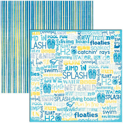 Pool Fun - Double Sided 12x12 Scrapbooking Paper