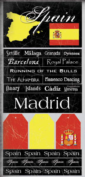 Spain - Large Scratchy Scrapbooking Stickers