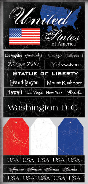 USA - Large Scratchy Scrapbooking Stickers