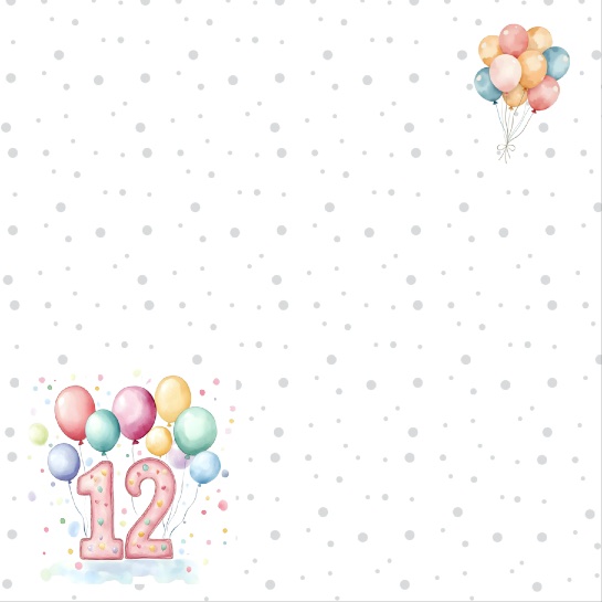 12th Birthday 12x12 Scrapbooking Paper