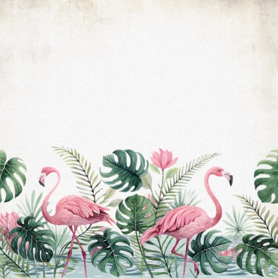 Flamingo Border  12x12 Scrapbooking Paper