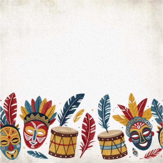 Tribal Masks 12x12 Scrapbooking Paper