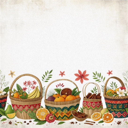 Market Baskets 12x12 Scrapbooking Paper