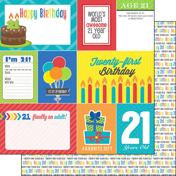 21st Birthday Journal 12x12 Double Sided Scrapbooking Paper