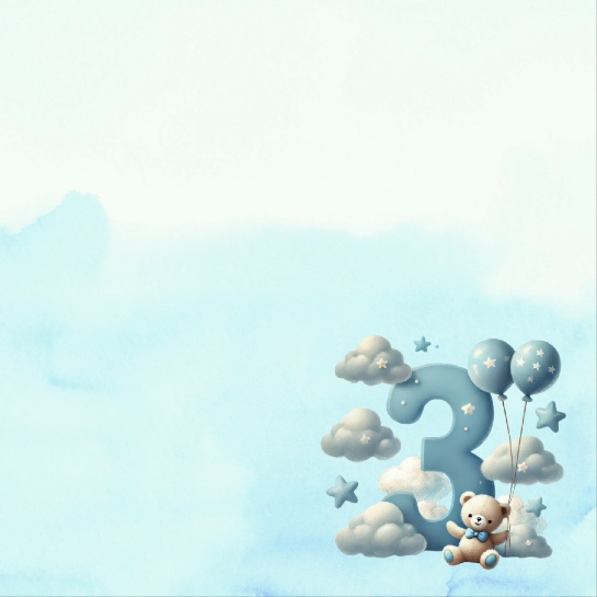 3rd Birthday Blue 12x12 Scrapbooking Paper