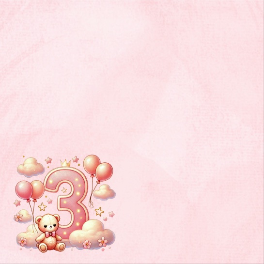 3rd Birthday Pink 12x12 Scrapbooking Paper