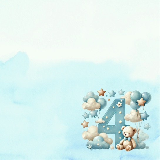 4th Birthday Blue 12x12 Scrapbooking Paper