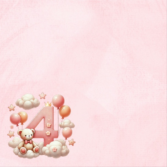 4th Birthday Pink 12x12 Scrapbooking Paper