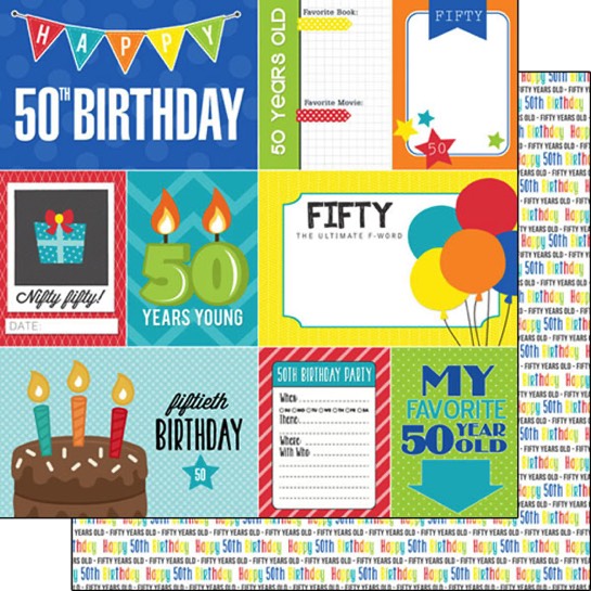 50th Birthday Journal 12x12 Double Sided Scrapbooking Paper