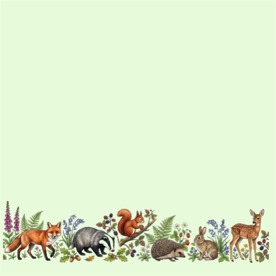 British Wildlife Border 12x12 Scrapbooking Paper