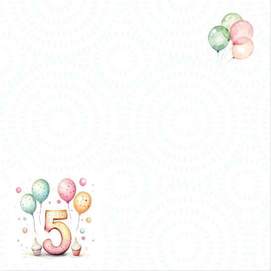 5th Birthday Balloons 12x12 Scrapbooking Paper