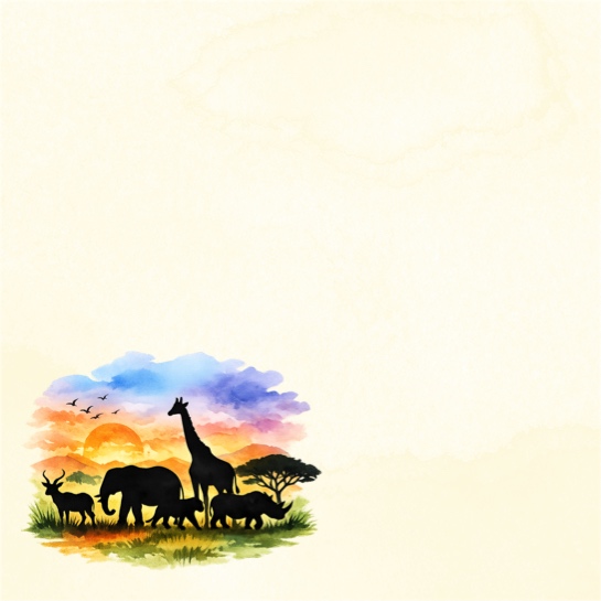 Safari Silhouette 12x12 Scrapbooking Paper