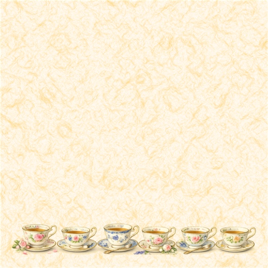 Afternoon Tea Cups 12x12 Scrapbooking Paper