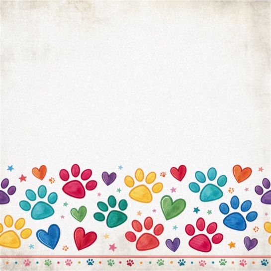 Paw Print Border Two 12x12 Scrapbooking Paper