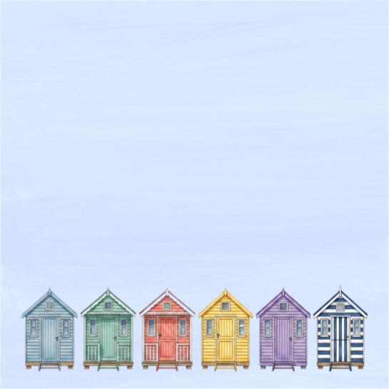 Beach Huts 12x12 Scrapbooking Paper