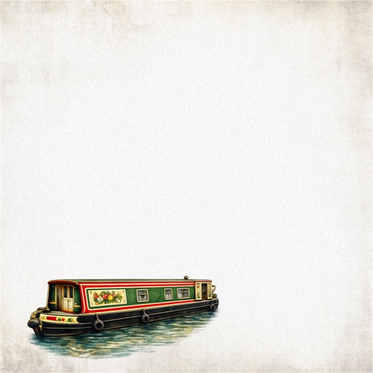 Green Narrowboat 12x12 Scrapbooking Paper