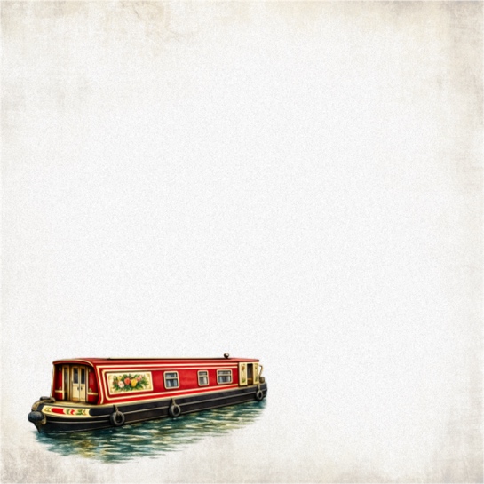 Red Narrowboat 12x12 Scrapbooking Paper