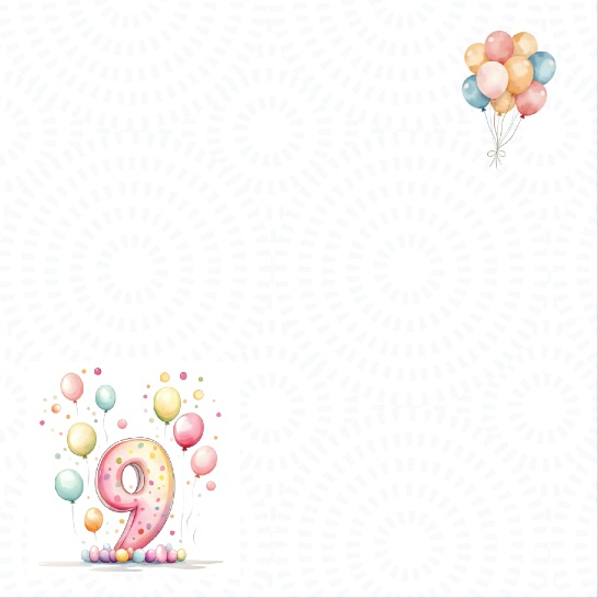 9th Birthday 12x12 Scrapbooking Paper