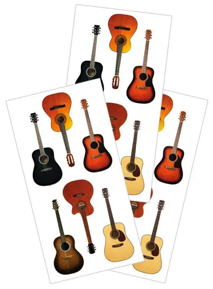 Acoustic Guitars Scrapbooking Mini Stickers - 3 sheets