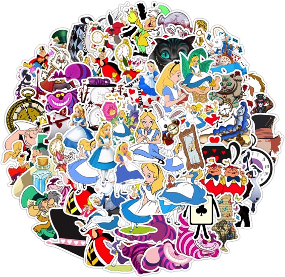 70 Individual Alice in Wonderland Stickers Pack 2