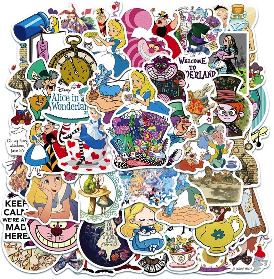 50 Individual Alice in Wonderland Stickers Pack 1