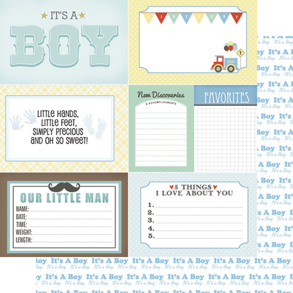Baby Boy Journal 12x12 Double Sided Scrapbooking Paper
