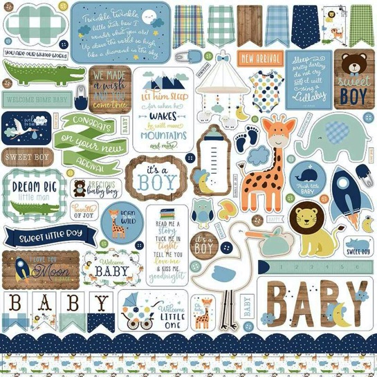 Baby Boy 12x12 Cardstock Scrapbooking Stickers and Borders