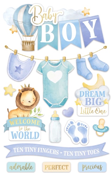 Baby Boy 3D Glittery Scrapbooking Stickers