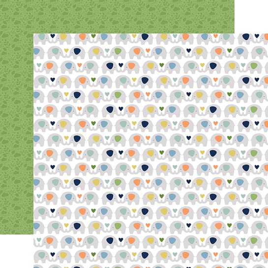 Baby Elephants 12x12 Double Sided Scrapbooking Paper