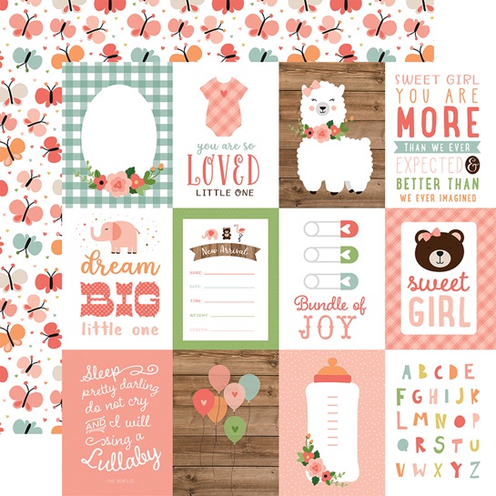 Baby Girl 3x4 Journal Cards 12x12 Double Sided Scrapbooking Paper
