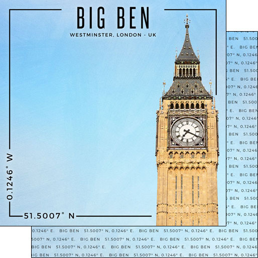 Big Ben 12x12 Double Sided Scrapbooking Paper