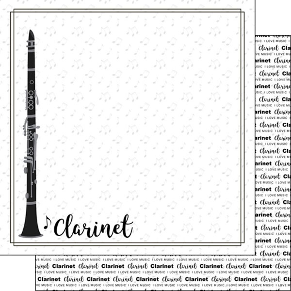 Clarinet 12x12 Double Sided Scrapbooking Paper