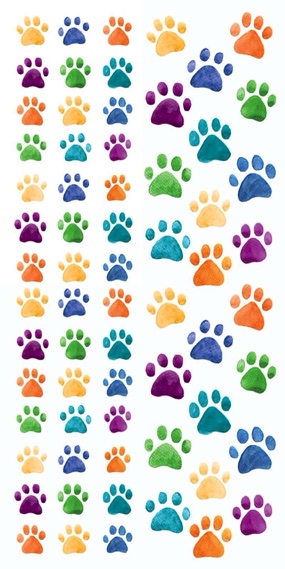 Colorful Paw Prints Decorative Scrapbooking Stickers