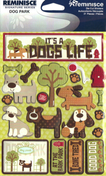 Dogs scrapbooking paper, scrapbook stickers and embellishmen