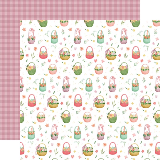 Easter Egg Hunt Baskets 12x12 Double Sided Scrapbooking Paper