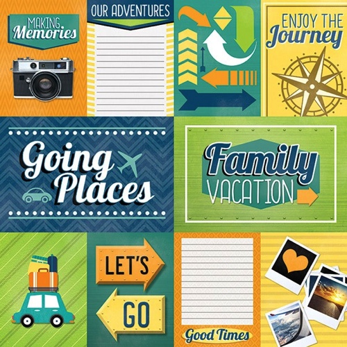 Family Vacation Tags 12x12 Scrapbooking Paper