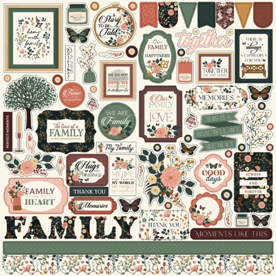 Family 12x12 Cardstock Scrapbooking Stickers