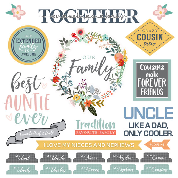 Family Extended 12x12 Scrapbooking Stickers