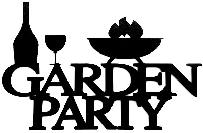 Garden Party Scrapbooking Laser Cut Title with bbq and wine