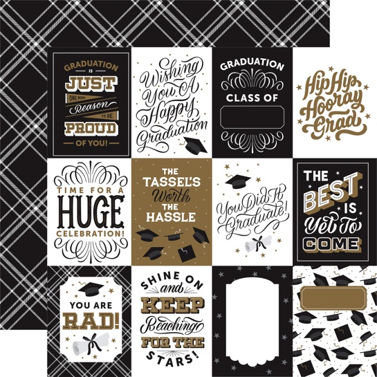 Graduation 3x4 Journaling Cards 12x12 Double Sided Scrapbooking Paper
