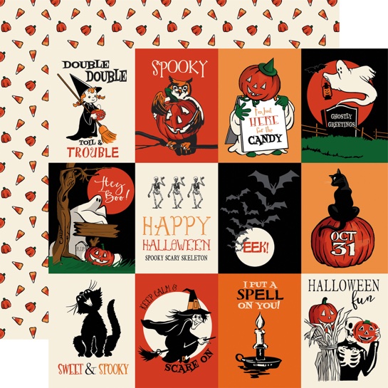 Halloween Fun 3x4 Journal Cards Double Sided 12x12 Scrapbooking Paper