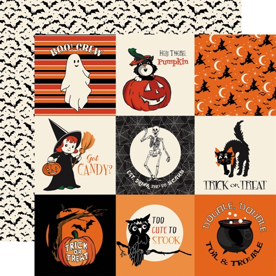 Halloween Fun 4x4 Journal Cards Double Sided 12x12 Scrapbooking Paper