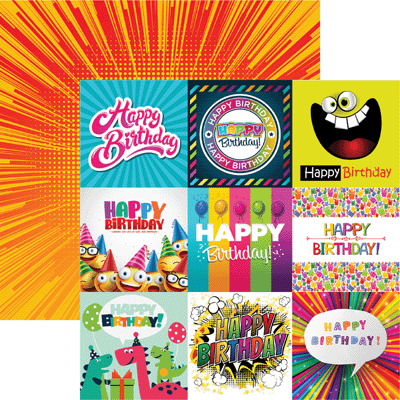 Happy Birthday Double Sided 12x12 Scrapbooking Paper