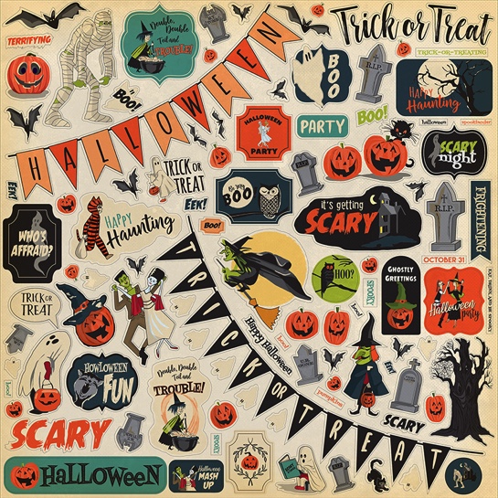 Happy Halloween 12x12 Cardstock Scrapbooking Stickers
