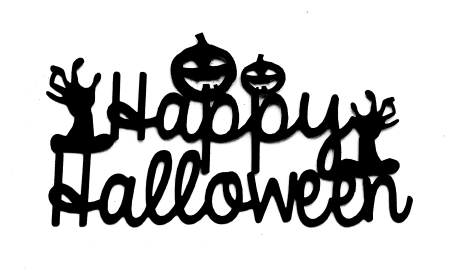 Happy Halloween Scrapbooking Laser Cut Title with hands and pumpkins