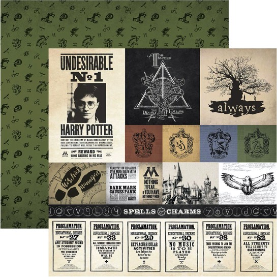 Harry Potter Tags 12x12 Double Sided Scrapbooking Paper