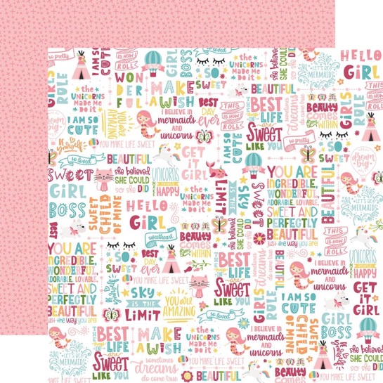 Hello Girl 12x12 Double Sided Scrapbooking Paper